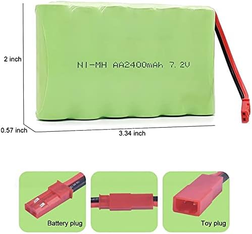 YUNIQUE Deutschland 1 Stück wiederaufladbare Batterie 7,2 V 2400 mAh NI-MH AA mit JR Plug und USB-La