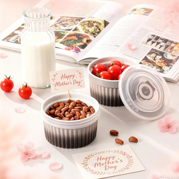 vancasso RAMEKINS 200ml Soufflé Förmchen Set von 6, Ø9,5cm Creme Brulee Schälchen Backofen sicher, P