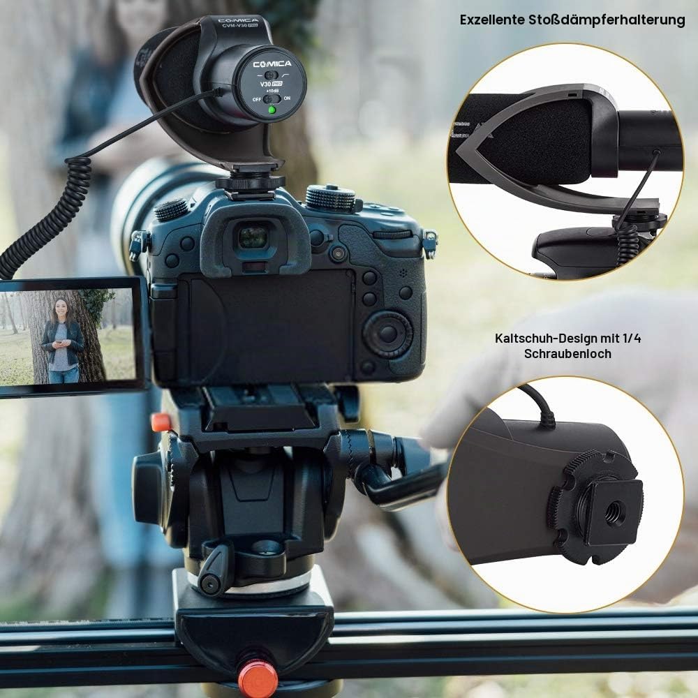 COMICA CVM-V30 PRO Kamera Mikrofon, Professionelles Super-Kardioid Kondensor Shotgun Video Mikrofon