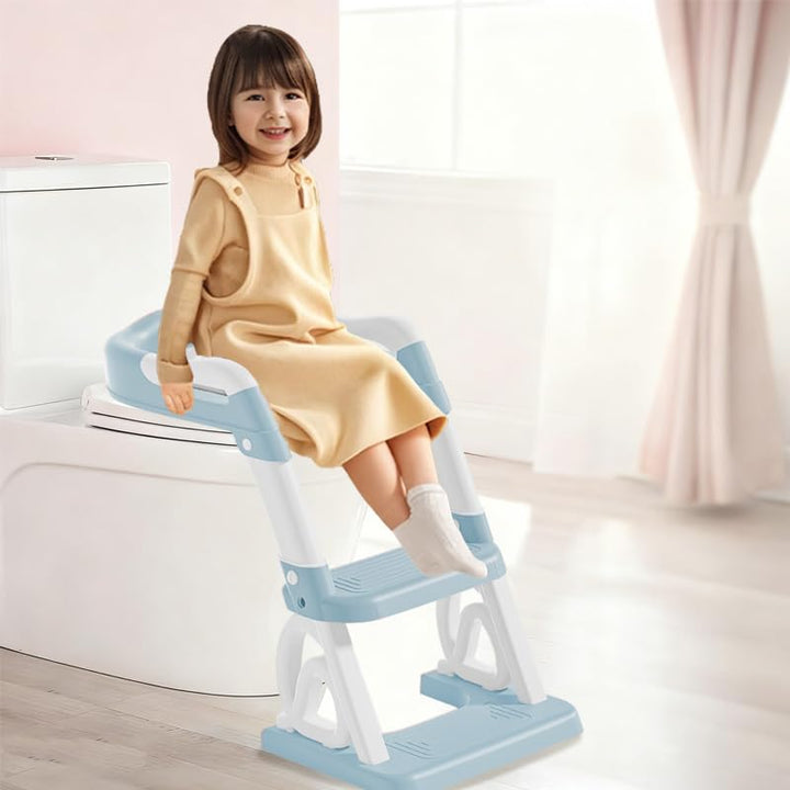 2-in-1 Toilettensitz für Kinder, Toilettensitz, faltbar und verstellbar, Treppe für Kinder, mit Leit
