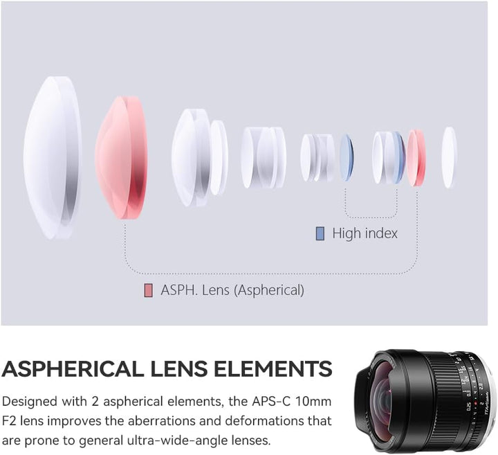 TTartisan 10mm F/2.0 Ultraweitwinkelobjektiv, kompatibel mit spiegellosen Fuji X-Mount-Kameras