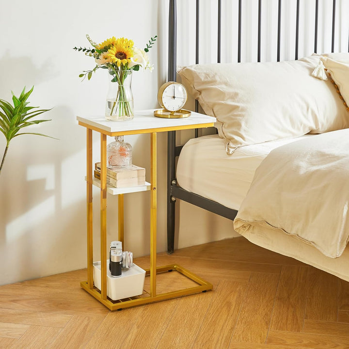 YMYNY Beistelltisch Kaffeetisch C-Form, Eleganter Kleiner Sofatisch, Industrie-Design, Sofatisch 40