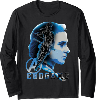 Avengers Endgame Black Widow Silhouette Poster Premium Tee Langarmshirt