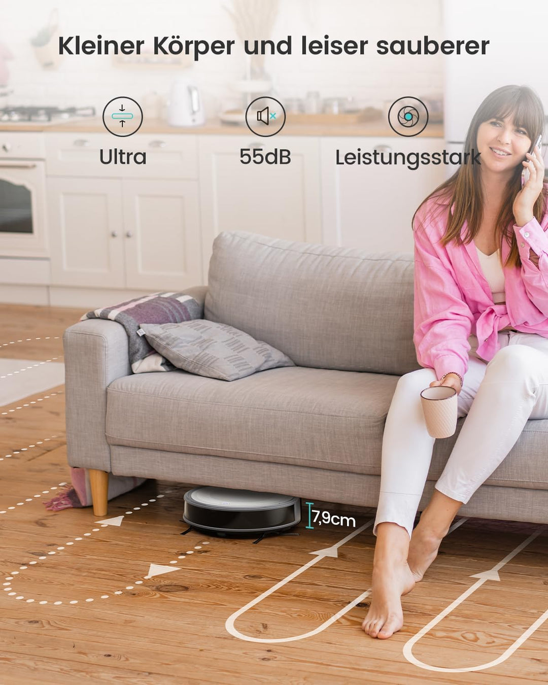 LEFANT M310 Saugroboter, Staubsauger Roboter mit 4500Pa Saugkraft, 180 Minuten Akkulaufzeit, Hindern