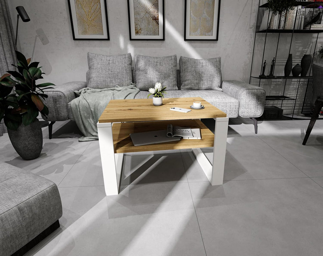 Couchtisch 61×51 cm – Wohnzimmertisch aus Holzwerkstoff, Stabiler & moderner Kaffeetisch mit zusätzl