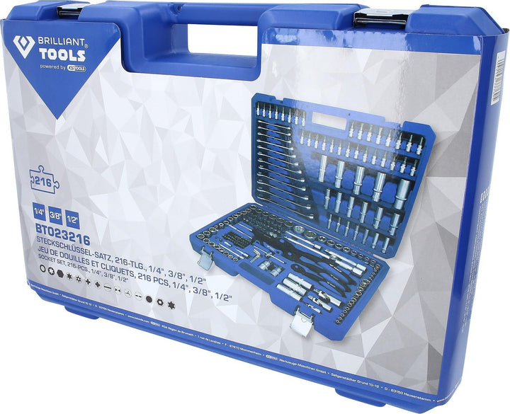 BRILLIANT TOOLS BT023216 Steckschlüssel-Satz, 216-tlg, 1/4", 3/8", 1/2" [Powered by KS TOOLS] 216-tl