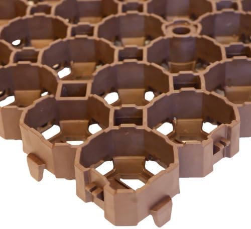 10 Stück ViD® Rasengitter/Rasenwaben 60x40x4 cm, braun | Paddockplatten/Rasengitterplatten/Bodenwabe