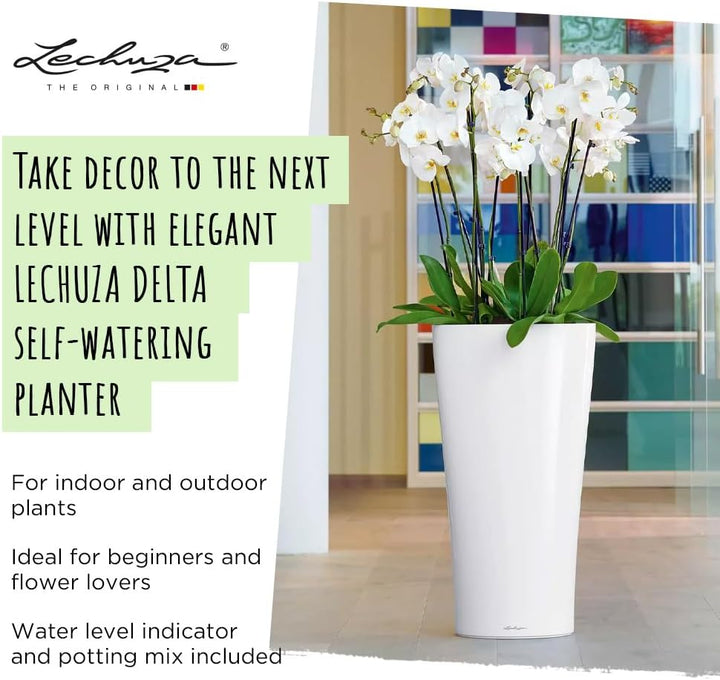 LECHUZA DELTA Premium 40 anthrazit metallic 15543 Anthrazit Metallic 39x39x75.5 cm Single, Anthrazit