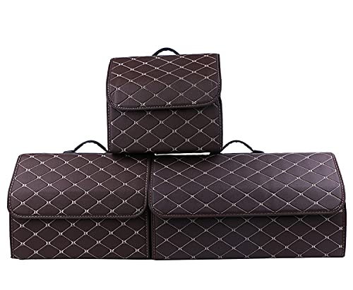 EA-Onlineshop Premium Leder Kofferraum Organizer, Kofferraumtasche, Auto Organizer mit Deckel, Autot