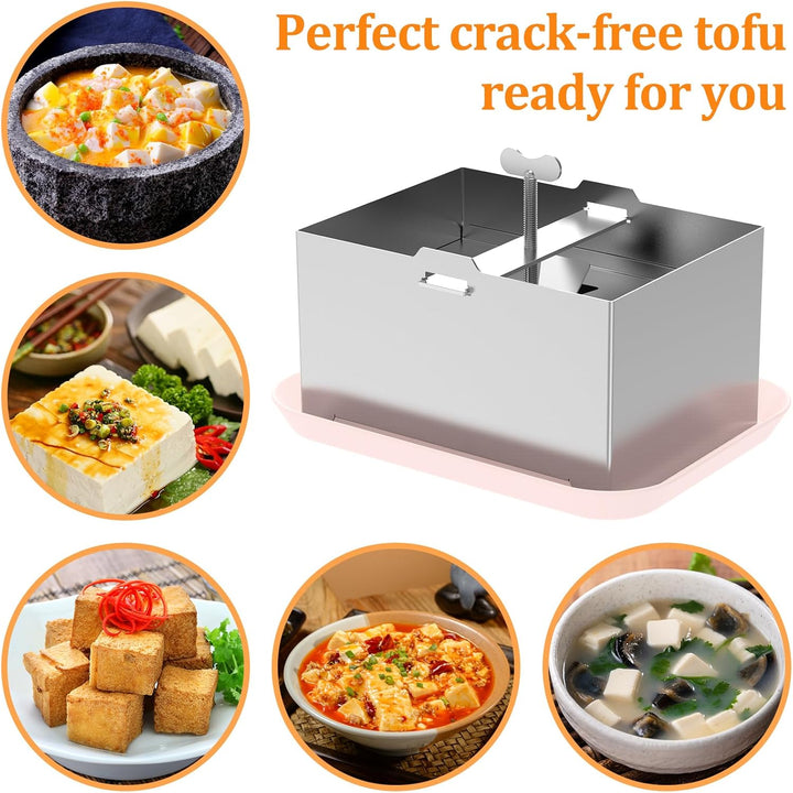 Tofupresse Edelstahl Kit, Tofu Press, Druckverstellbarer Tofu Presse, Paneer maker mit 1 Tropfschale