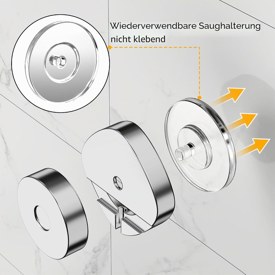 ZUNTO Duschablage Saugnapf 3 Körbe Silber, Edelstahl | Duschregal mit Saugnapf &amp; Klebekraft, ohne Bo