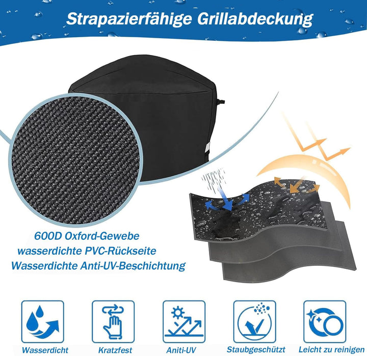 7113 Grillabdeckung für Weber Q100/Q200 Serie mit tragbarem Wagen, 81x43x89CM Grill Abdeckung Ersatz