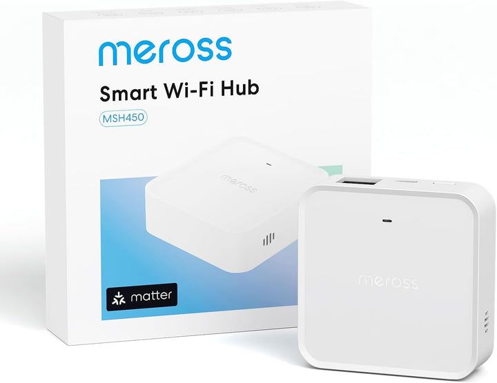 Meross Smart Matter Hub 110dB MSH450 (2,4GHz WiFi und Ethernet-Port), Smart Bridge für Alarmsystem,