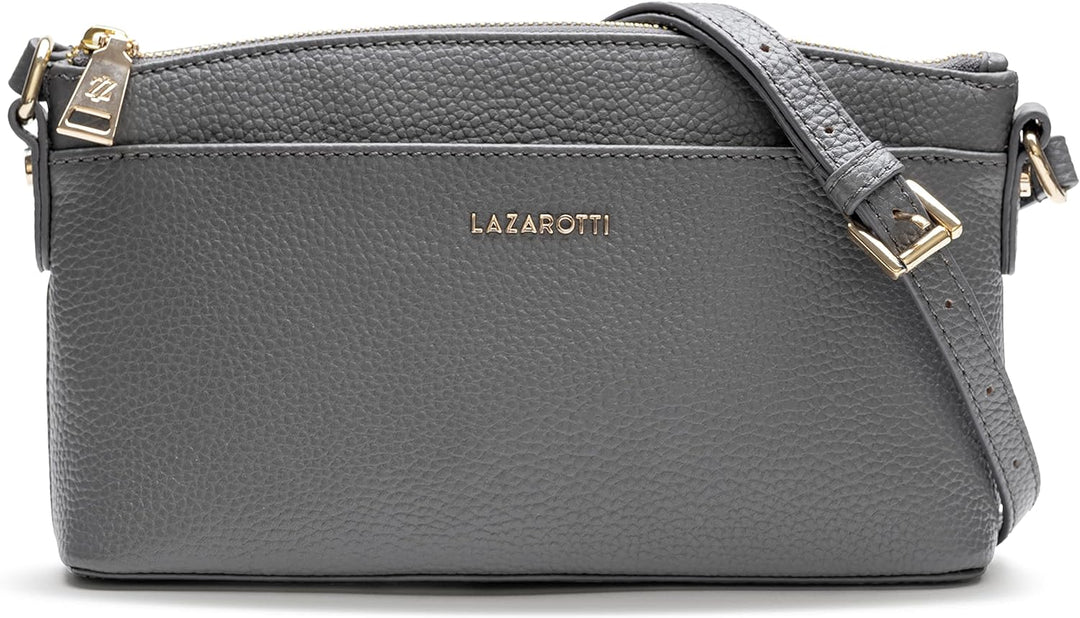 Lazarotti Bologna Leder Umhängetasche Damen | verstellbarer Schultergurt | mittelgrosse Crossbody Ba
