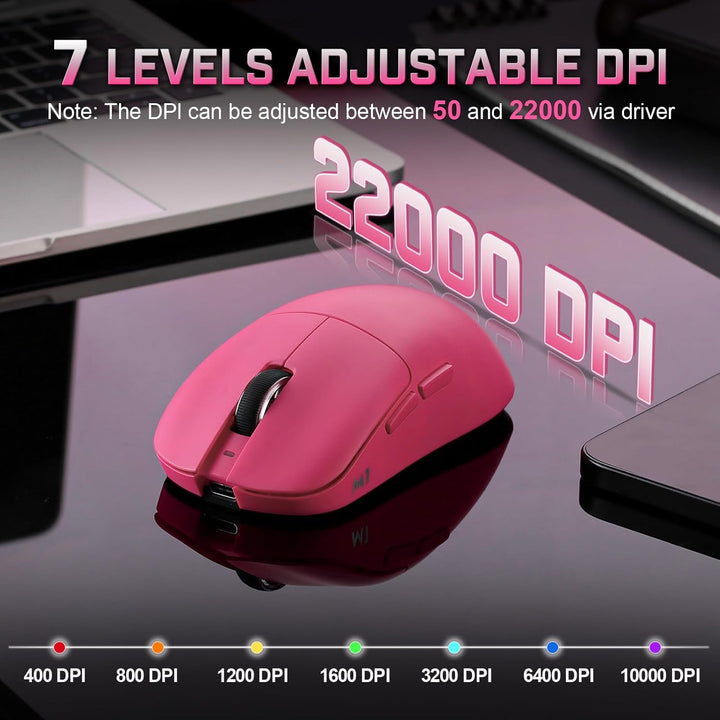 YUNZII M1 Kabellose Gaming-Maus, BT/2.4G Wireless/Wired Ultralight Mouse, PAW3311-Sensor 10000 DPI,