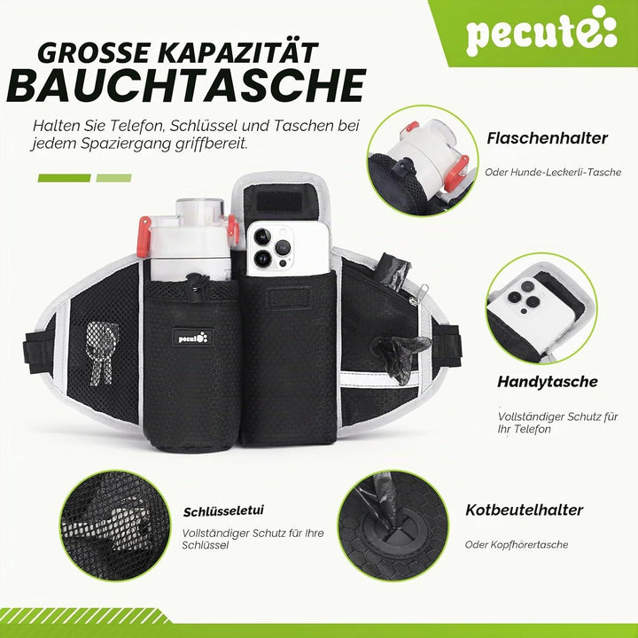 Pecute Hundeleine, freihändig, bis 110 kg, Stossdämpfung, bequem, reflektierende Nähte, ideal zum La