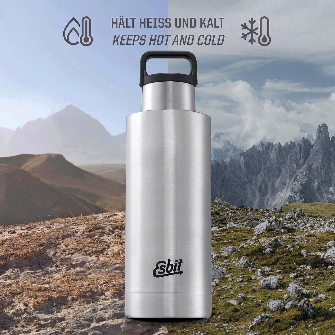 Esbit Isolierflasche Sculptor - Edelstahl Trinkflasche 750 ml - für warme und kalte Getränke 750ml O