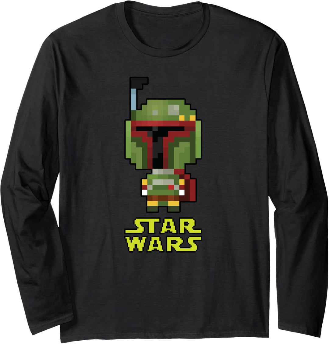 Star Wars Boba Fett Pixelated 8-Bit Langarmshirt