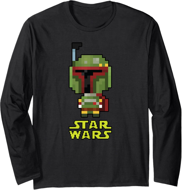 Star Wars Boba Fett Pixelated 8-Bit Langarmshirt