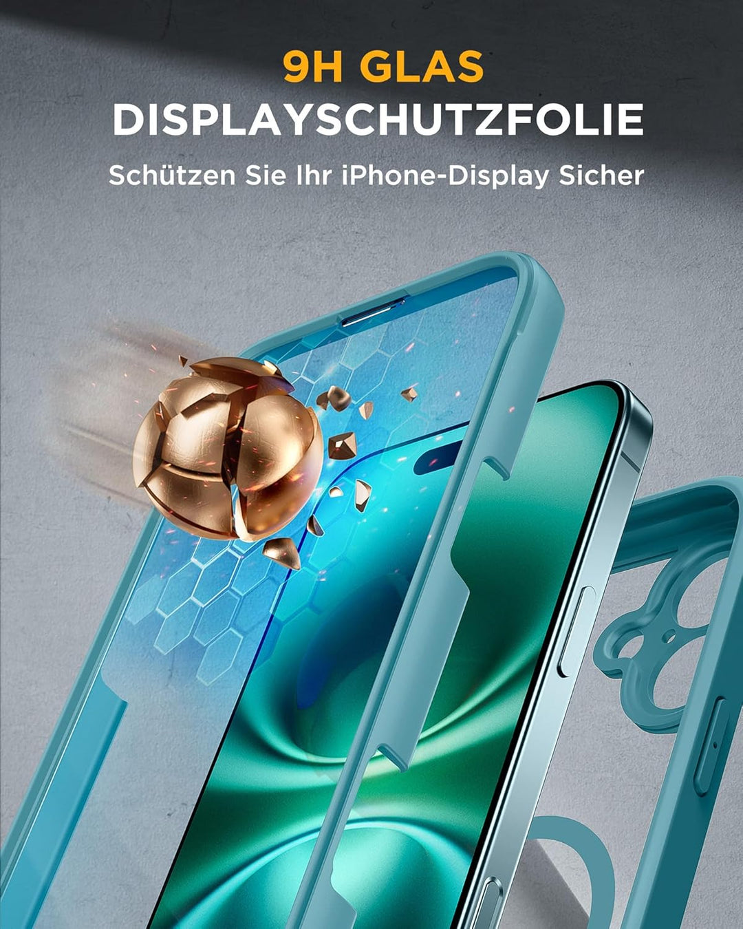 Miracase 360 Grad für iPhone 16 Hülle mit Magsafe, Eingebaut Glas Schutzfolie, Komplettschutz HandyH