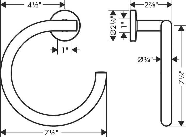 hansgrohe Logis Universal Handtuchring/Handtuchhalter rund (Badzubehör) Chrom, Handtuchring