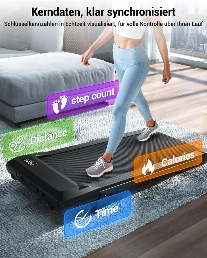 DeerRun Walking Pad mit 6% Steigung, Unter Schreibtisch Laufband für Home Office und Zuhause, Kompak