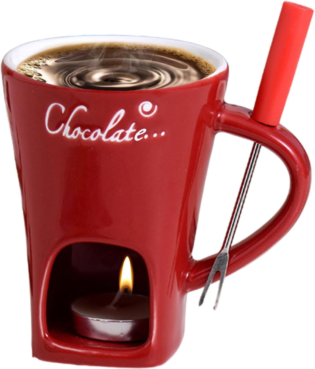 Generisch Chocolate Fondue Mug with Forks, 2er-Pack Schokoladenschmelzbecher, Keramik Kaffeetasse, T