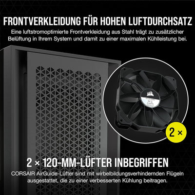 Corsair 5000D Airflow Mid-Tower-ATX-PC-Gehäuse mit Gehärtetem Glas (Frontverkleidung für Hohen Luftd