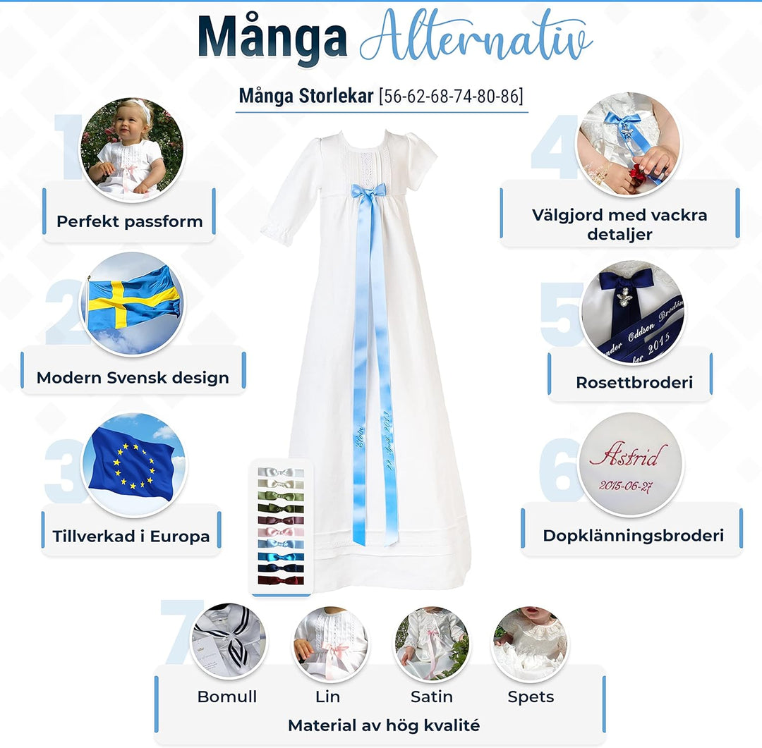 Taufschleife, zweifarbige Rosette mit Schutzengel aus Grace of Sweden (hellblau), Hellblau