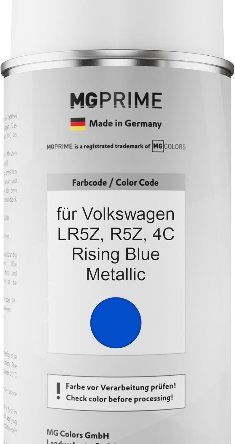MG PRIME Autolack Sprühdosen Set für Volkswagen VW LR5Z / R5Z / 4C Rising Blue Metallic Basislack Kl