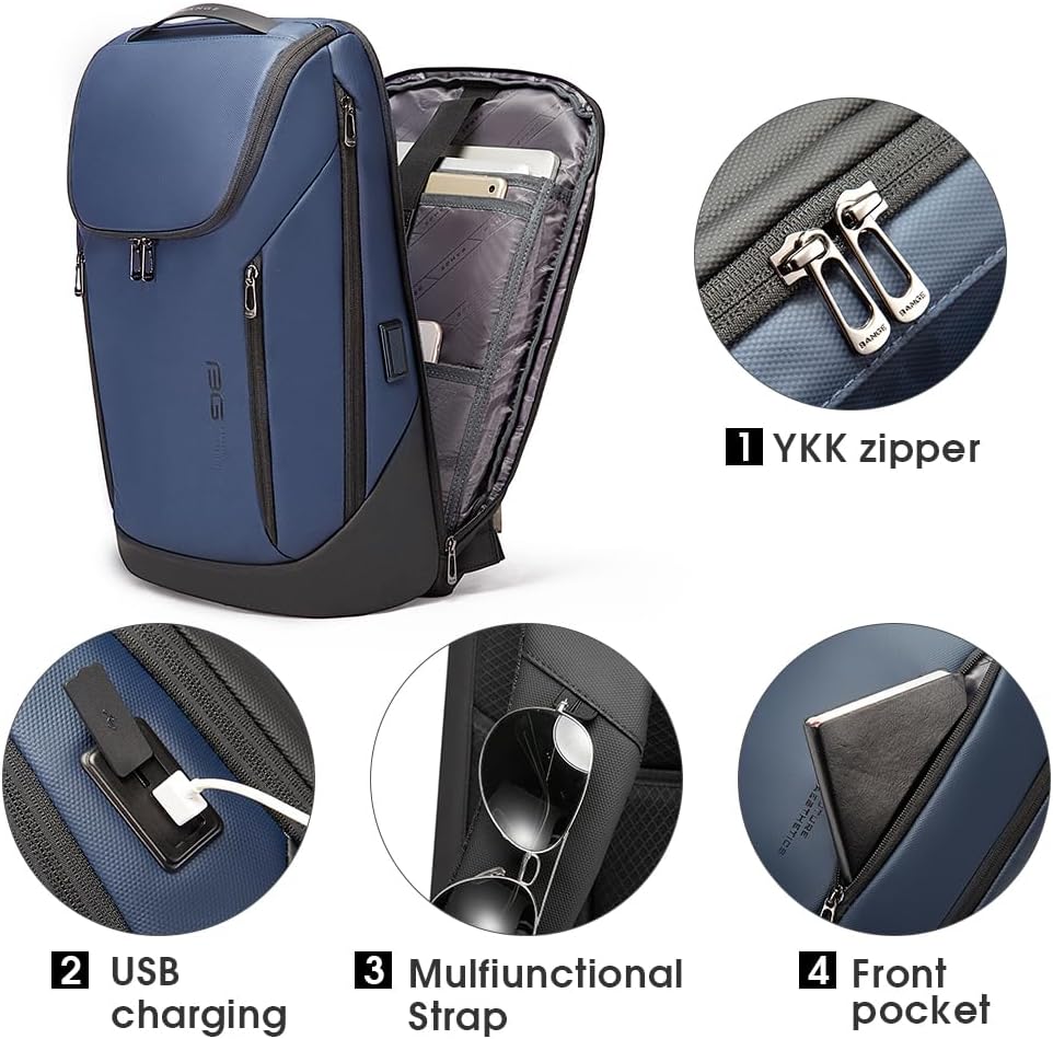 BANGE Business-Smart-Rucksack, wasserdicht, 39,6 cm (15,6 Zoll), Laptop-Rucksack mit USB-Ladeanschlu