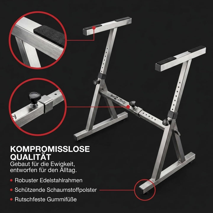 RockJam Heavy Duty Z-Style Keyboard Stand for Digital Pianos and Electronic Keyboards - Black Z-Shap