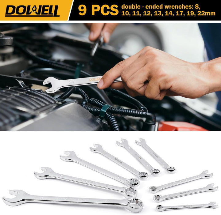 DOWELL Werkzeugsatz 132 Stück, Professional Auto Mechanics Hand Tool Kit, All-in-One für Auto-, Moto
