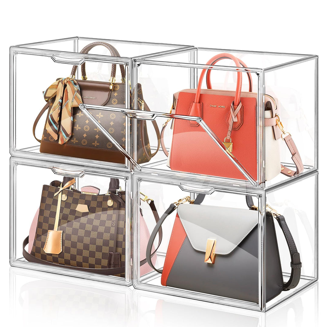 Handtaschen Aufbewahrungs Organisator für den Schrank, Transparentes graues Acryl-Vitrine für Handta