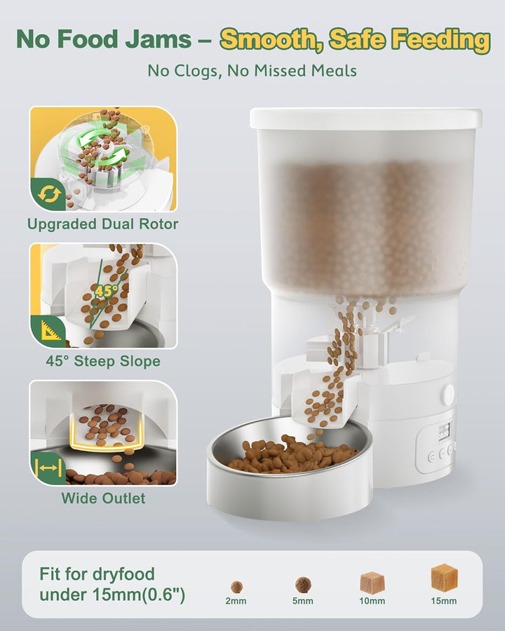 Gimars 5L Futterautomat Katze mit LCD-Anzeige Einfache Einrichtung, Programmierbar für 1–6 Mahlzeite