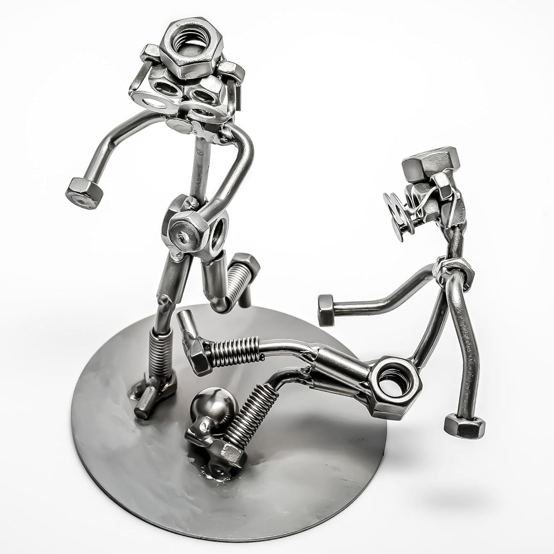 STEEMO Schraubenmännchen Fussball Fussballfans - Metall-Kunst-Deko 12x17x17 cm