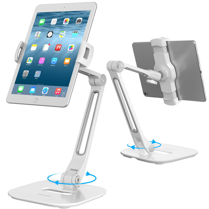 AboveTEK Long Arm Aluminium Tablet Ständer, Klapp Tablet Ständer mit 360 ° Swivel Clamp Halterung, p
