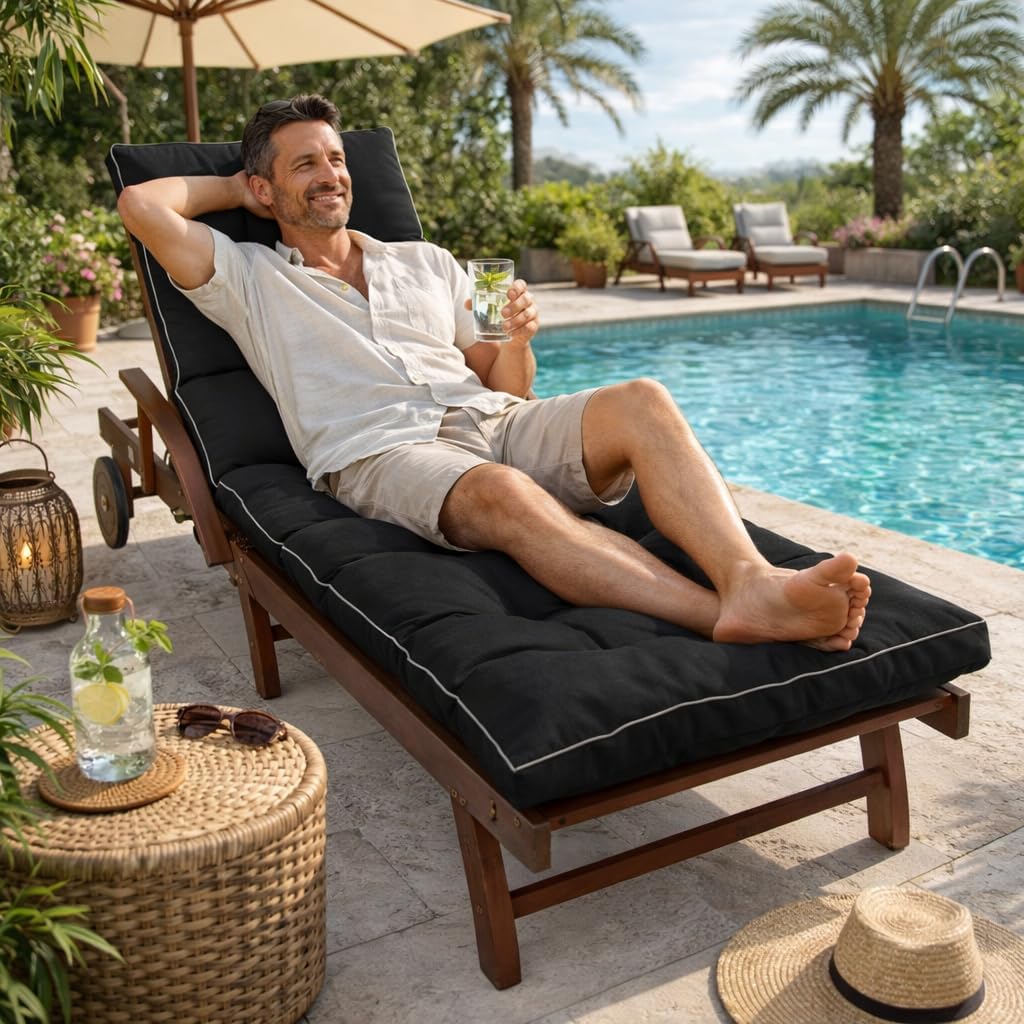 sunnypillow Liegenauflage 200 x 60 - Auflage für Gartenliege extra dick 13cm - Outdoor, wasserdicht,