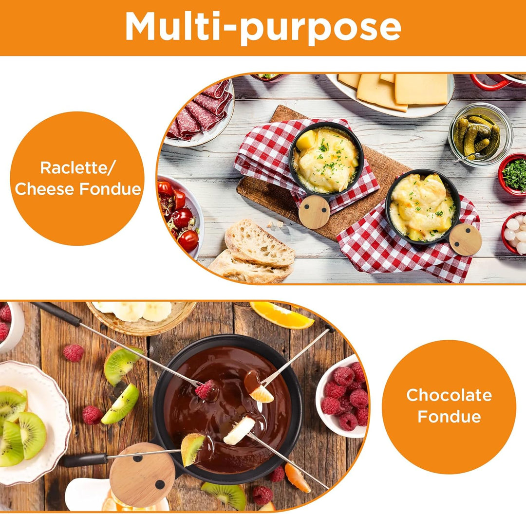 ipow 2er Set Mini Raclette Grill, Racletteofen Set antihaftbeschicht Kerzenraclette für Teelichter,