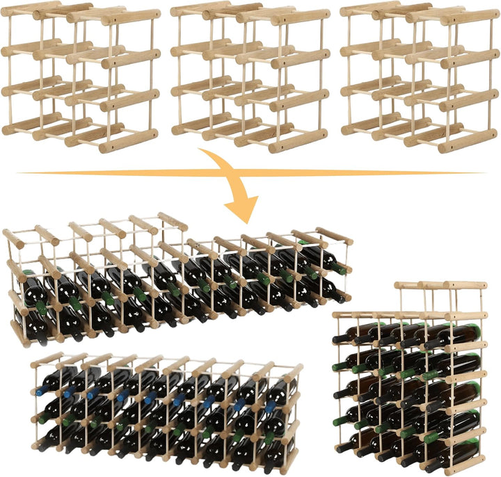Weinregal Modular EICHE, für 40 Flaschen oder mehr, Flaschenregal, Weinständer, Getränkeregal, Flasc
