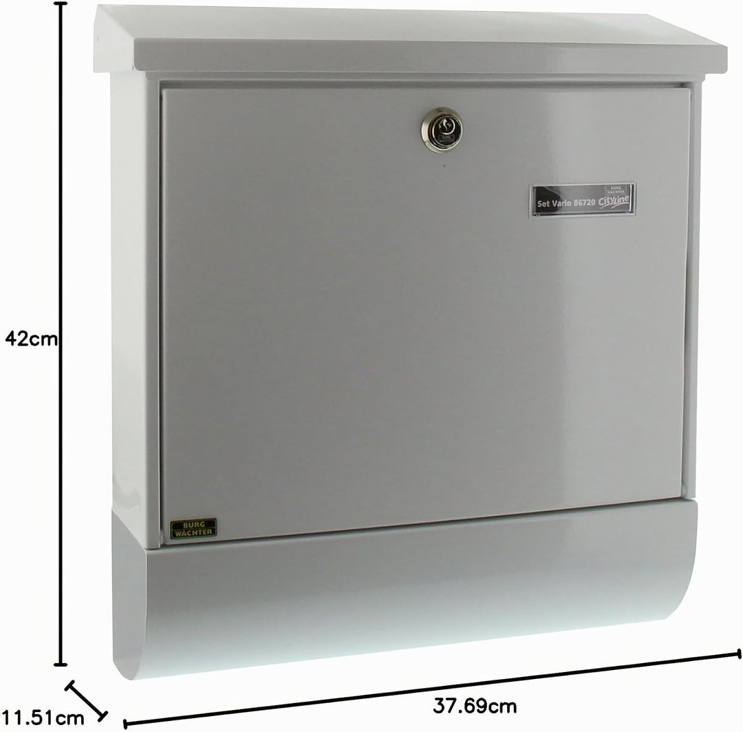 Burg Wächter Set Vario 86720 W Briefkasten, Weiss, 420 x 377 x 115 (HxBxT) Weiss Briefkasten-Set, We