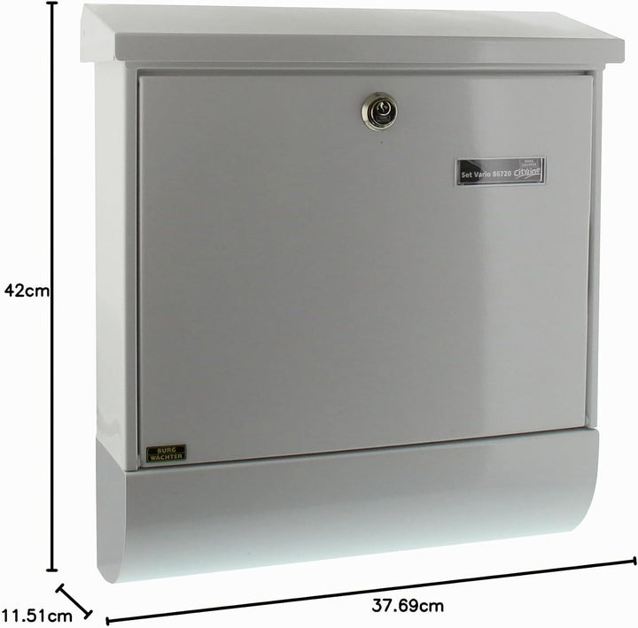 Burg Wächter Set Vario 86720 W Briefkasten, Weiss, 420 x 377 x 115 (HxBxT) Weiss Briefkasten-Set, We