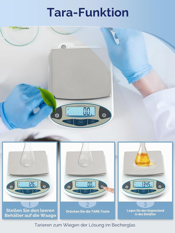 CGOLDENWALL Digitale Laborwaage 5kgx0,1g Elektronische Präzisions-Analysewaage Schmuck Küche Industr