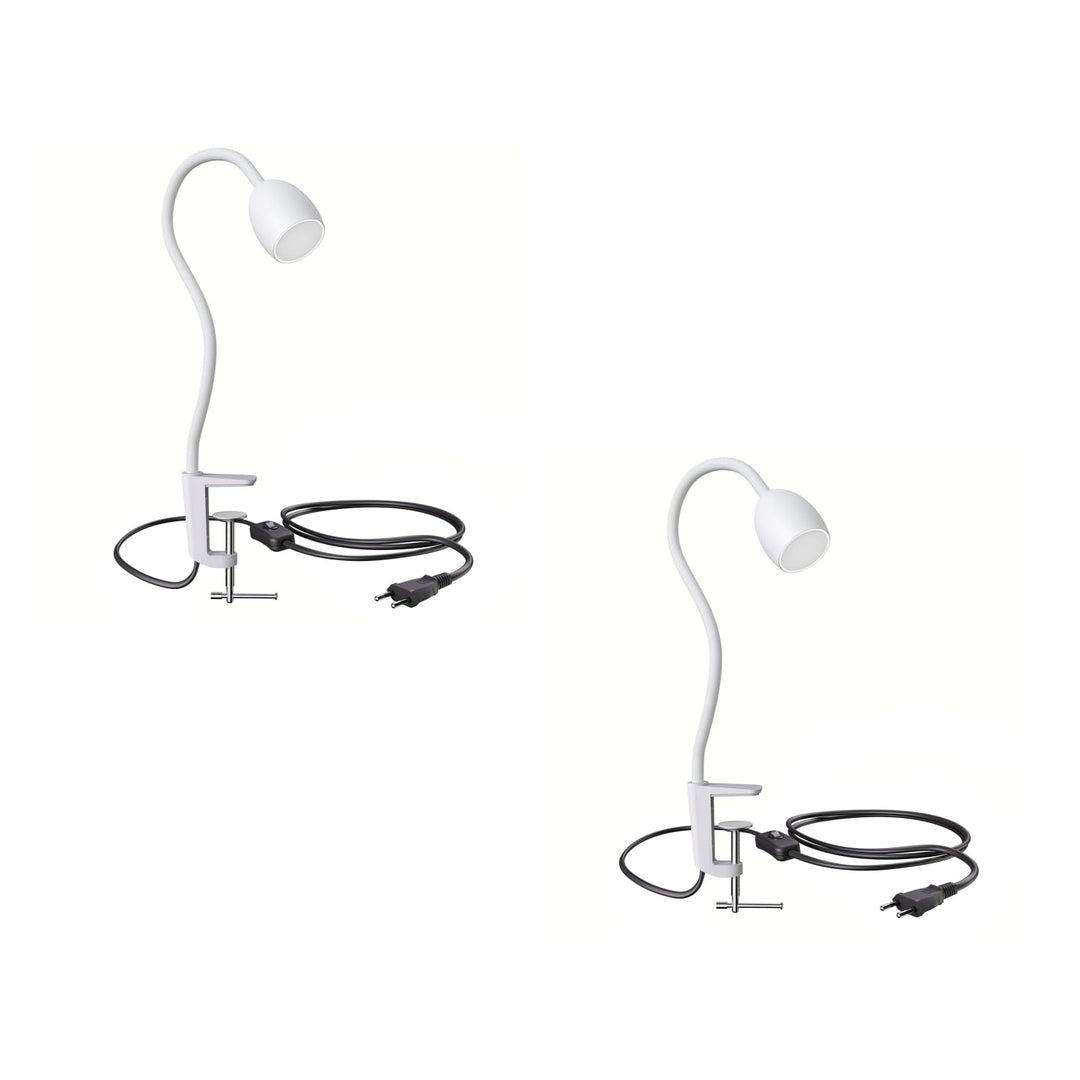 ledscom.de GU10 Klemmlampe KLUK mit Schwanenhals, weiss inkl. GU10, 3-Stufen-dimmbar, weiss, W, 2 St