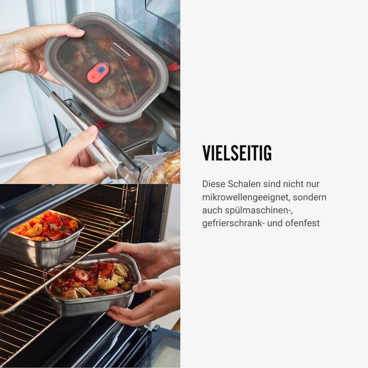 BLACK + BLUM Multifunktions Lunchbox Edelstahl Set 3 x 900ml, 100% auslaufsichere Meal Prep Boxen mi