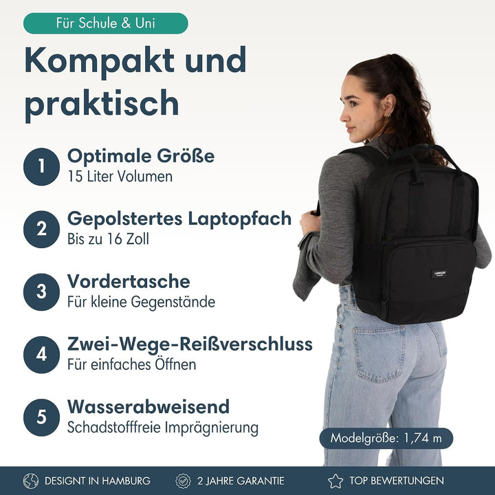 LARKSON Rucksack Damen &amp; Herren Grau – No 6, Grau