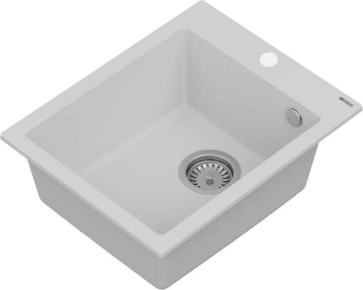GRANMASTER Ivo Spülbecken Küche - mit 1 Becken - Granitspüle mit Siphon Waschbecken Küche - Einbausp