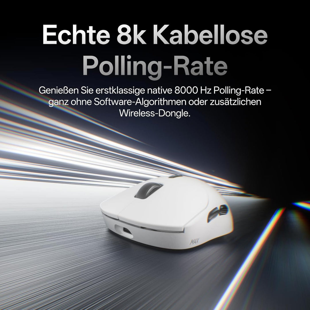 Rapoo VT2 MAX Kabellose Gaming-Maus, 53g Ultraleicht, Native 8000Hz, Nordic | nRF54L15 MCU, 750h Akk