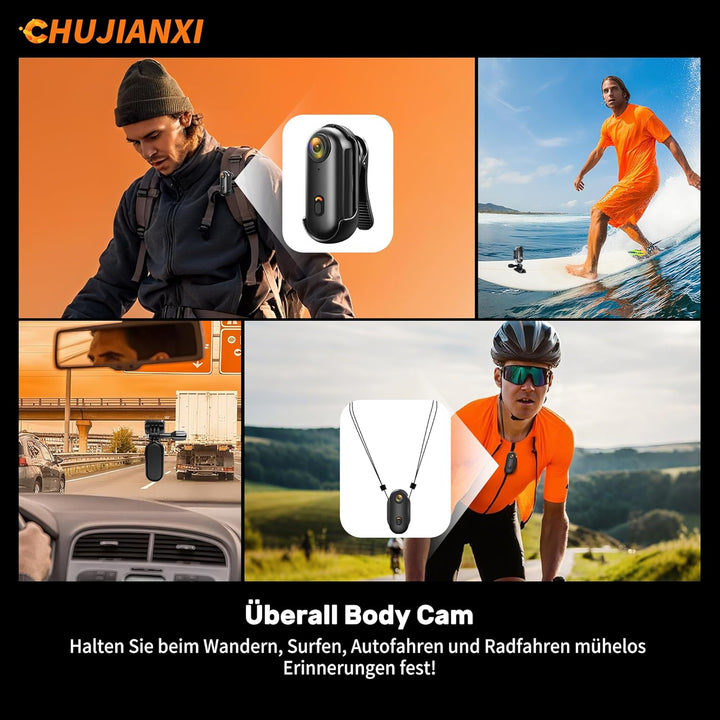Multifunktions Mini Action Cam 1080P WiFi, Wasserdicht Bodycam Körperkamera Mini, Magnetisch Mini Ka