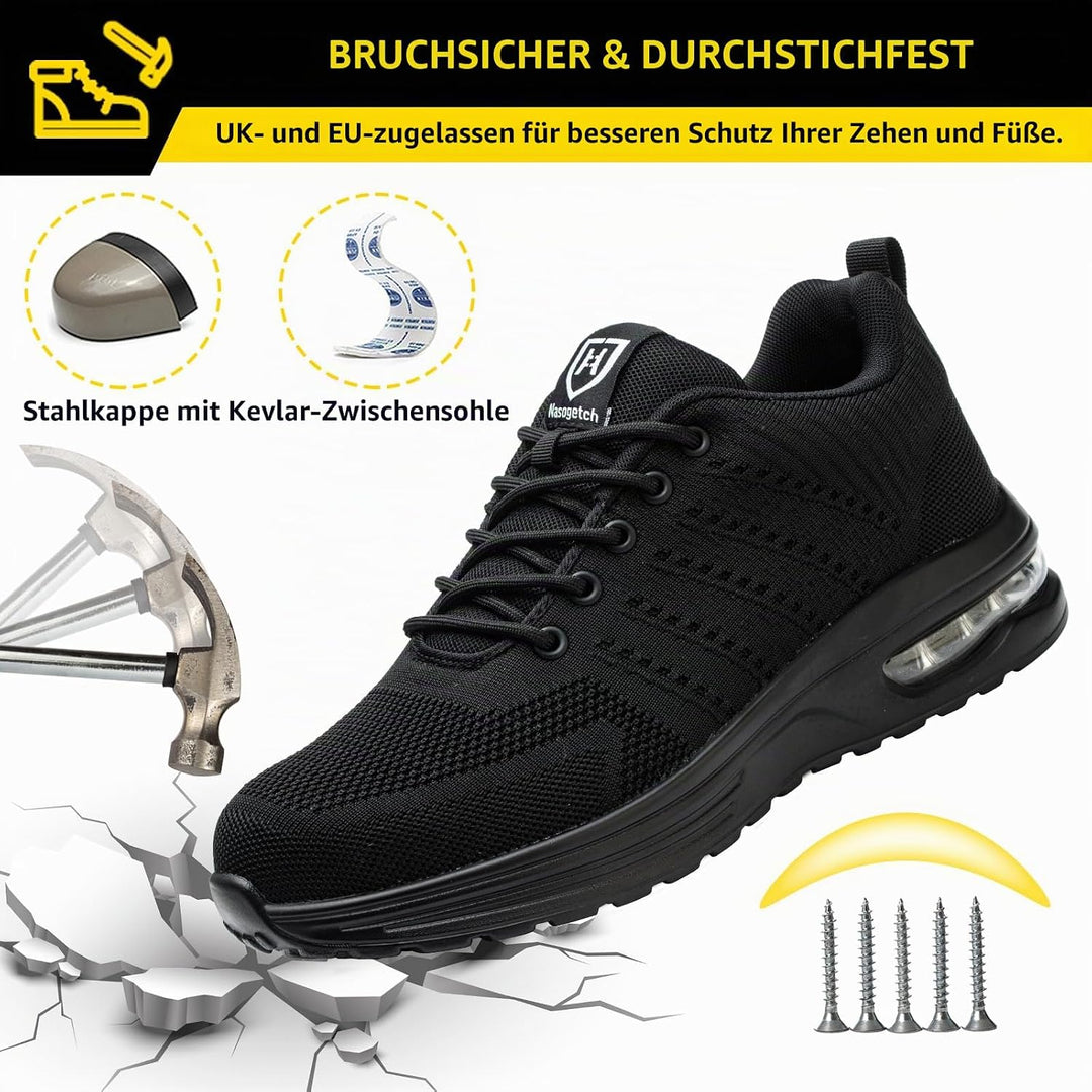 Baofular Arbeitsschuhe Herren Sicherheitsschuhe Damen Leicht Sportlich Stahlkappenschuhe rutschfest